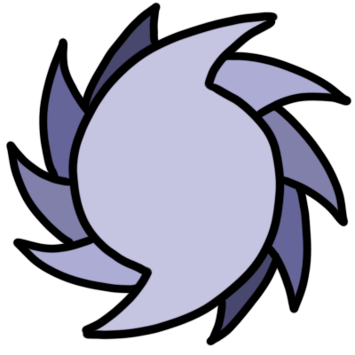 a light mauve cyclone shape with ten arms, each set of arms getting a progressively darker shade.